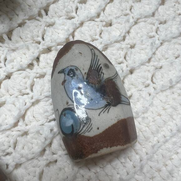 KEN EDWARDS VINTAGE Tonala Mexican Pottery Salt and Pepper Shakers Birds Flowers - Picture 9 of 12